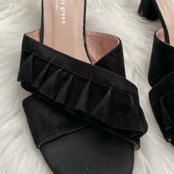 Patricia Green Black Suede Ruffle Sandals - Picture 5 of 8